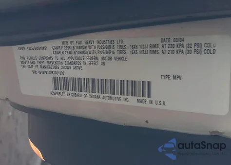 2005 Subaru Outback 2.5I из США, поврежденный, VIN 4S4BP61C857301030